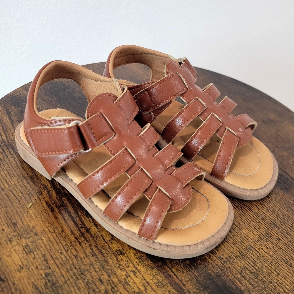 Zoolar Little Girls Brown Strappy Open Toe Velcro Sandals Size 27 (10)